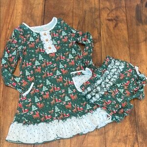 SweetHoney Green Holiday Pajama Set
